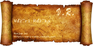 Vári Réka névjegykártya